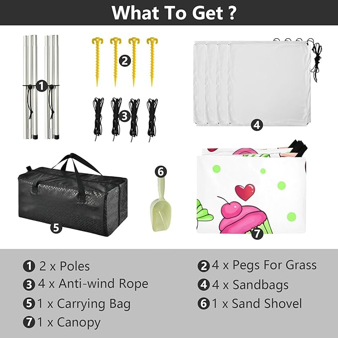 Beach Canopy with Windproof Ropes &amp Sandbags Beach Tent Sun Shade Sun Shelter for Camping Trips Fishing Backyard Fun or Picnics Cake