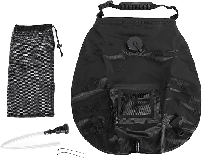Solar Shower Bag Portable 20L Solar Heating Camping Shower Bag with Thermometer for Outdoor Camping Hiking Beach PVC Material 47x50cm