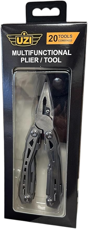 UZI Multifunctional 20-in-1 Multitool with Scissors Glass Screwdriver Wire Stripped Bottle Opener &amp More | Multi Tool Pocket Knife for Camping Fishing Hunting | Hiking Essentials | EDC Tools