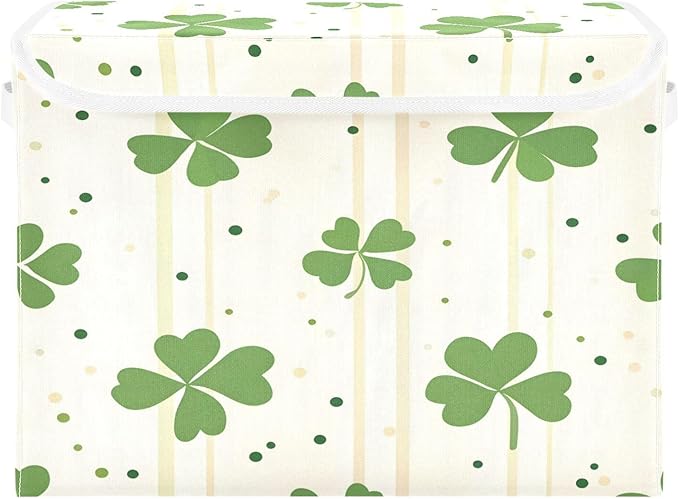 Cute Clover Fabric Storage Bins with Lids and HandleFoldable Storage Bins with LidsCloset Organizers for Clothes Storage Room Organization Office Storage Chest Organizer