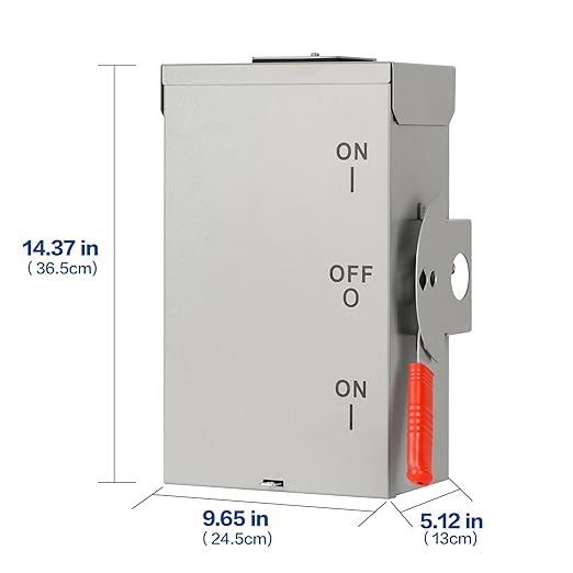 100A Generator Transfer Switch for Home Backup Power Manual Double Throw Safety Switch 120V/240V NEMA 3R Outdoor Enclosure Designed for Residential Generator Use