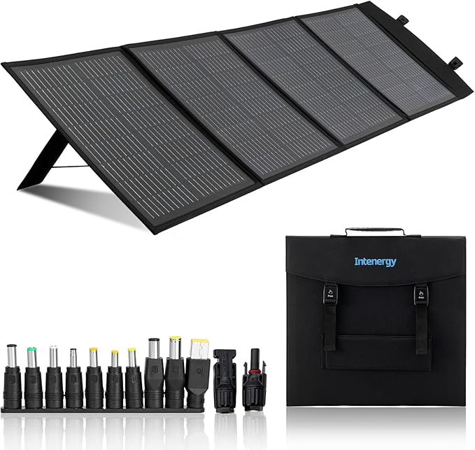 100W 12V Foldable Solar Panel – Monocrystalline Portable Charger for Camping Laptop &amp Smartphone with 5V USB &amp 18V DC Output