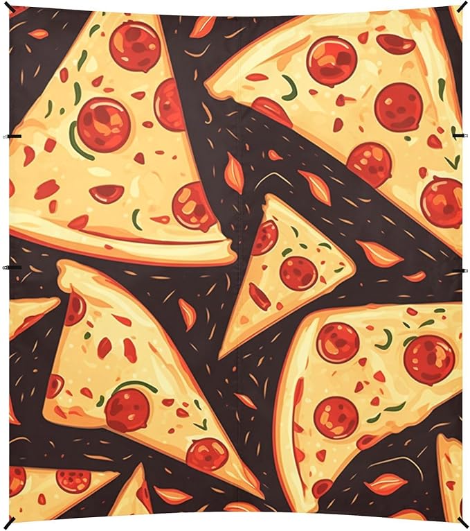 ALAZA Yellow Pizza Food Print Beach Tent Sun Shelter Portable Canopy Sunshade for Outdoor Camping Picnics Backyard Fun 10x9 ft