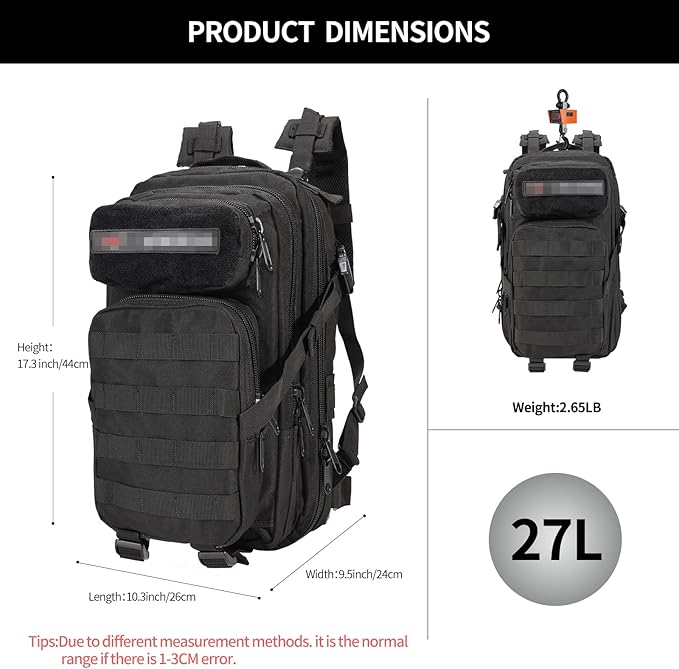 BOMTURN for Mens Tactical Backpack Military Backpacks 27L Army Survival Backpacks Small Waterproof Bug out Bag