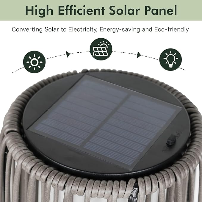 Grand patio 2-Pack Outdoor Floor Solar Light Wicker Solar Patio Lamp Waterproof Outside Deck Lamp for Porch Yard Garden Lawn Decorations - Light Brown Gordes 2 PCS