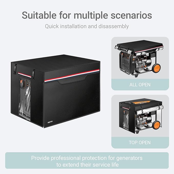 Generator Covers While Running 600D+210D Oxford Fabric Double Layer 30x30x26 Inches Fits 6000-11000W Model Black