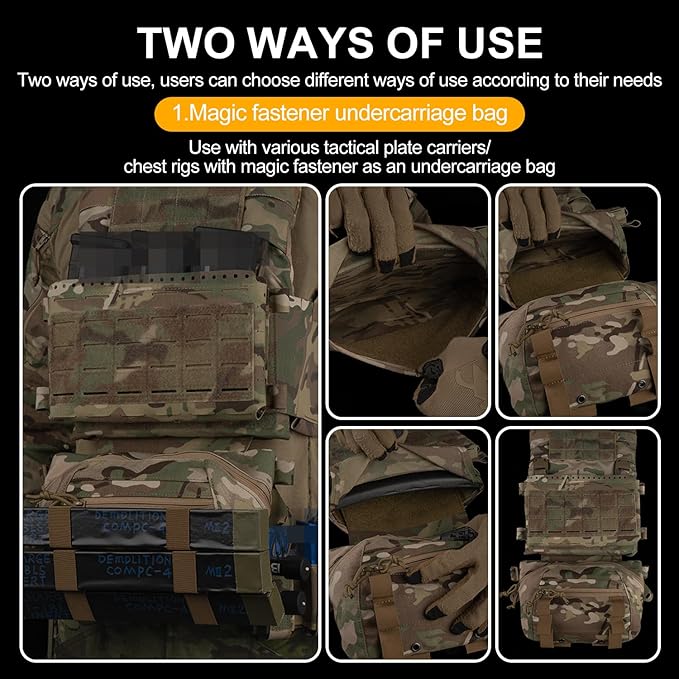Zhongren Tactical Drop Waist Pouch Adjustable Waist Belt Bag Molle Tool Pouch with Hook and Loop for Tactical Vest Chest Rig (Black)