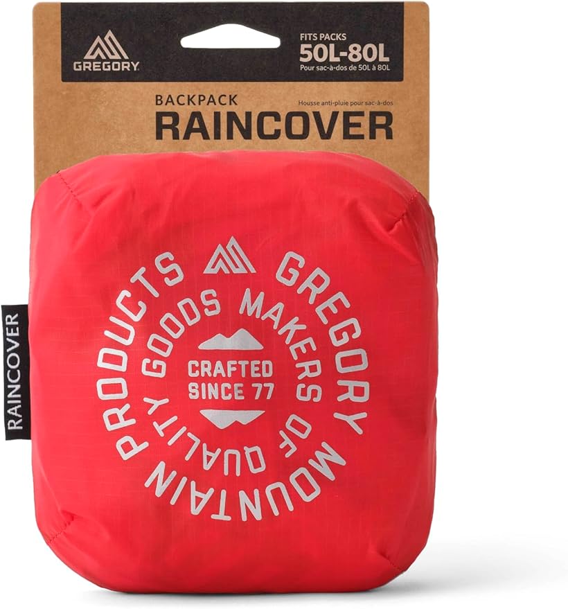 Gregory 50L-80L Waterproof Raincover for Backpacking/Hiking Bags Beaming Red