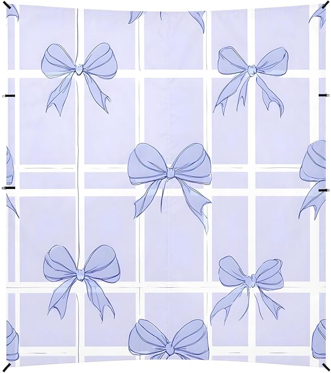ALAZA Grid Background Purple Bow Pattern Beach Tent Sun Shelter Portable Canopy Sunshade for Outdoor Camping Picnics Backyard Fun 10x9 ft