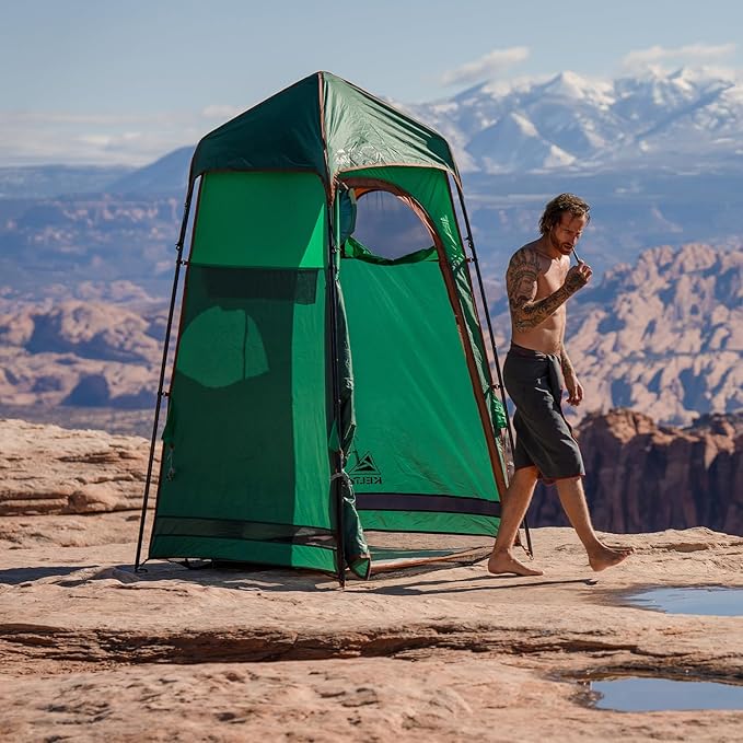Kelty Discovery H2GO Privacy Shelter Campsite Shower and Changing Shelter Zippered Entry Steel Pole Frame Freestanding