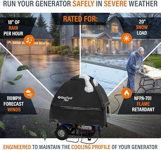 GenTent Open Frame Running Cover – Universal Kit Generator Tent (Black Original - Plus)