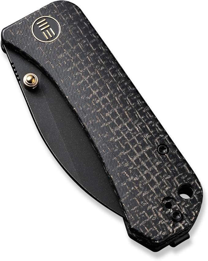 WeKnife Banter Wharncliffe Pocket Knife for EDC Ben Petersen Folding Knife with 2.85 CPM S35VN Steel Blade Burlap Micarta Handle Titanium Thumb Stud Opener WE19068J-1 (Black)