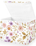 ALAZA Flower Pink 1 Storage Bins Organizer Box Baskets Lidded Clothes for Shelves Closet Collapsible Stackable Storage Cubes Handles