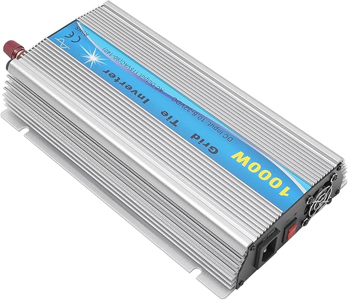 1000W Micro Inverter Grid Tie Solar Inverter MPPT Pure Sine Wave DC10.8-32V to AC110V Automatic Identification Power Inverters for 18V Solar Panel &amp 24V Battery Silver