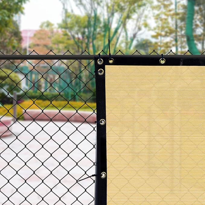 iCover 8x50ft Privacy Screen Fence Outdoor Fencing Panels Garden Windscreen Mesh Shade Sail Net Barrier Include Reinforced Bindings and Brass Grommets Cable Zip Ties Sand