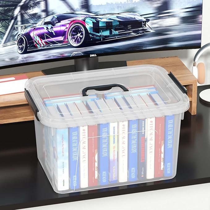 18 L Clear Latch Storage Bins with Handle 4 Pack Plastic Storage Box with Lids