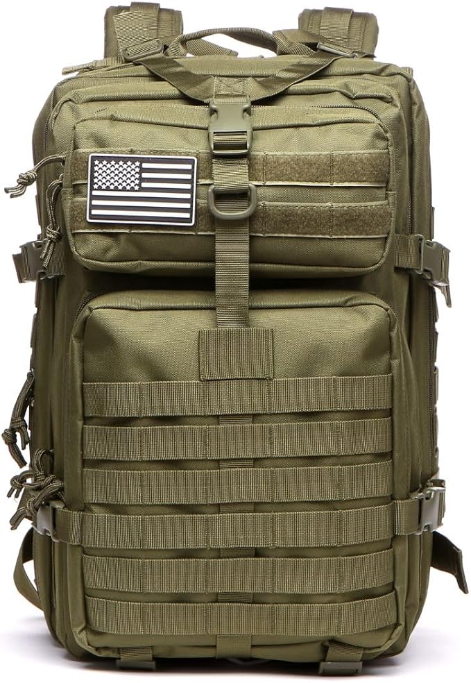 45L Sturdy Nylon Waterproof Fishing Hunting Backpack Outdoor Military Rucksacks Tactical Sports Camping Hiking (Green)