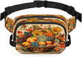 Fruit Basket Apples Grapes Sunflowers Waterproof Fanny Pack for Women Men Adjustable Waist Bag with Double Zipper Pockets Lightweight Square Hip Pack for Running Travel Hiking Workout Cycling
