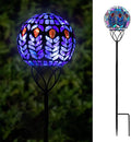 VCUTEKA Solar Lights Outdoor Garden Decor Mosaic Solar Garden Lights Waterproof Glass Ball LED Pathway Stake Light for Landscape Lawn Patio Yard Decoration 6 inch