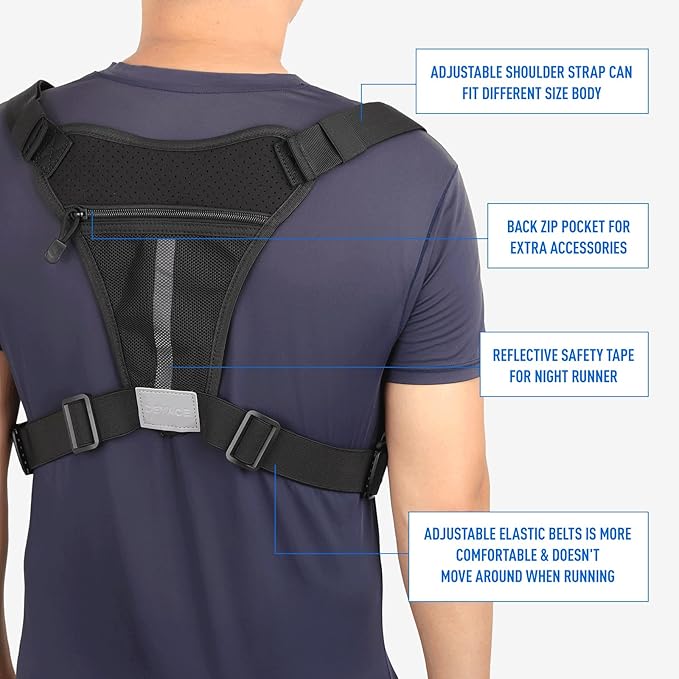 DEYACE Chest Bag For Men Tactical Inspired Sports Utility Chest Pack EDC Pouch Bag With Built-In Phone Holder for Workouts Running Cycling Black