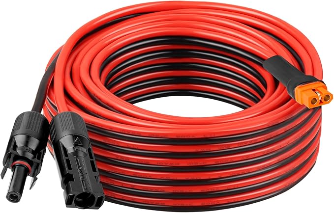 10AWG 35FT Solar to XT60i Extension Cable 3 6 10 35 50 75 100FT Heavy Duty Adapter Cable Connector XT60i Wire for Portable Power Station Solar Panel RV Battery Renewable Energy Applications
