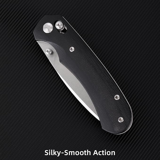 Folding Pocket Knife 3.31'' 154CM Blade EDC Knife Erogonomic Canvas Micarta Handle Pocket Knives for Men Hunting Hiking Survival Knives (Black)