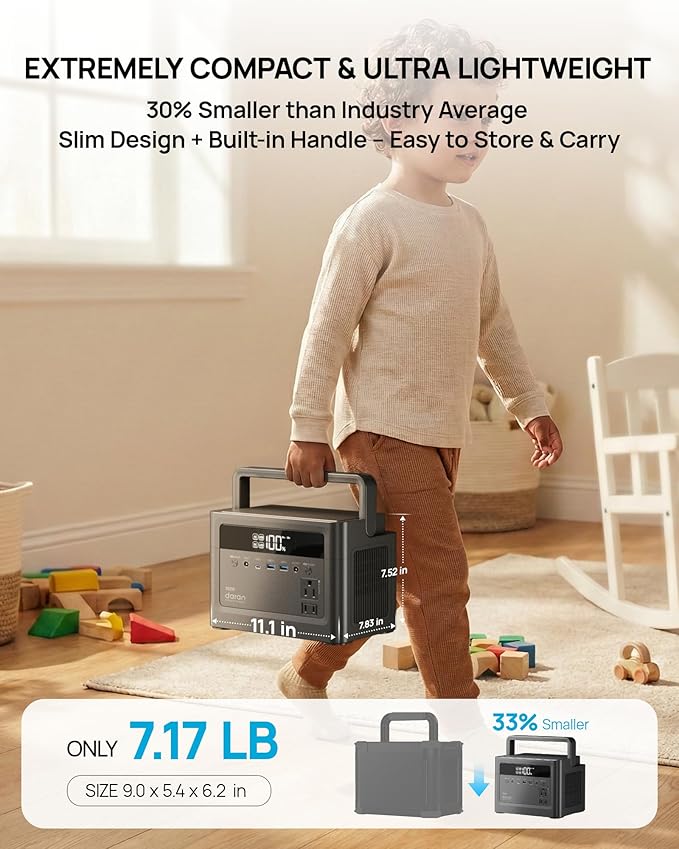 2026 Portable Power Station 700W Surge 288Wh LiFePO4 Battery Backup Power Bank with AC Outlet 350W/110V Solar Generator Fast Charging for Camping Essentials Hurricane Emergency Home Road Trips