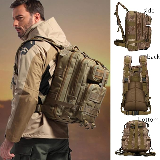 Tactical Backpack for Men 30L Small Outdoor Army Backpacks Military Rucksack Molle Bag for Sports Camping Hiking Trekking Fishing Hunting