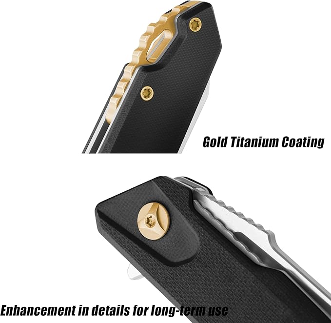 FLISSA 2PCS Folding Knife Set Pocket Knife with D2 Steel Blade G10 Handle Pocket Clip Lightweight Tactical Knife for Camping Hiking Hunting EDC Daily Use Outdoor Activities(Black)
