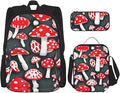 Red White Mushroom Backpack With Lunch Box 3 In 1 Set With Pencil Case Large Capacity Backpack With Chest Strap