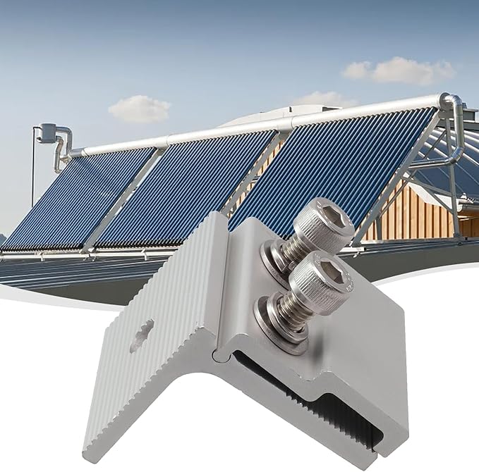4Pcs Solar Panel Mounting Standing Seam Clamp Aluminum Roof Mount Bracket Pre-Assembled Standing Seam Roof Clamp For Solar Panel Mounting Bracket Hardware For Rooftop Photovoltaic Installation
