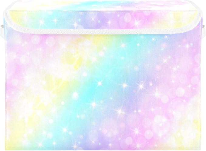 Gradient Rainbow Beautiful Storage Box with Lid Foldable Bedroom Storage Boxes for Closet for Home Studyroom Home Decor