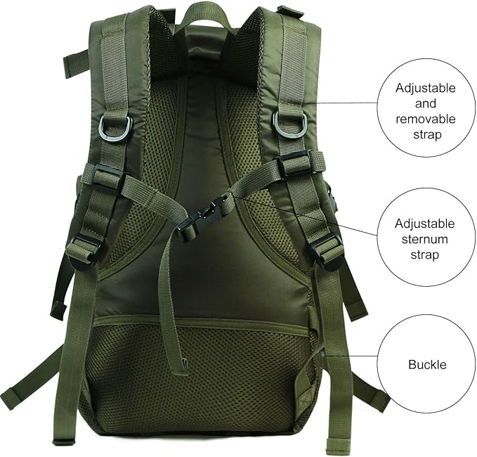 Tactical Backpack Flight Parachute Pack Large Lightweight Travel Backpack with Molle for Outdoor (Green)