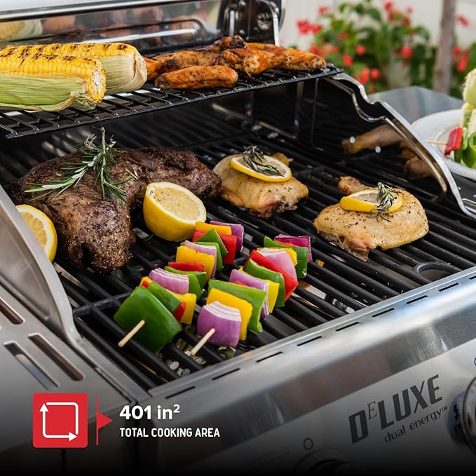 Nexgrill Deluxe 2-Burner Gas Grill with 401 SQ In Grate 28000 BTUs Stainless Steel Control Panel &amp Foldable Side Table Propane BBQ Grill for Outdoor Cooking Patios Backyards and More - 720-08