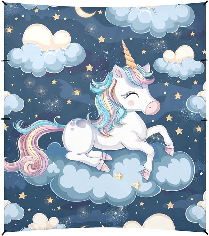 ALAZA Cute Unicorn on The Cloud Seamless Beach Tent Sun Shelter Portable Canopy Sunshade for Outdoor Camping Picnics Backyard Fun 10x9 ft