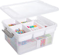 Citylife 17 QT Plastic Storage Box with Removable Tray Craft Organizers and Storage Clear Storage Container for Organizing Bead Tool Sewing Playdoh