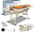 Portable Charcoal Grill Foldable Grills BBQ Grill Charcoal Small Grill for Travel Camping Outdoor Cooking Backyard Hiking Patio Garden PicnicsBeige