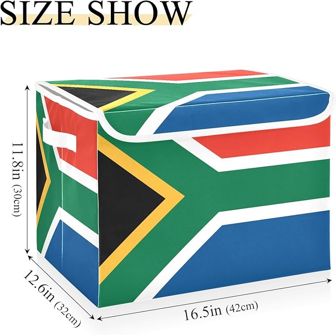 South Africa Flag South African National Storage Bins with Lids Stackable Container Storage Storage Bins with Handles