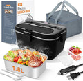 DUPASU Electric Lunch Box Food Warmer: 100W Heated Lunch Box for Adults 1.8L Portable Fast Heating Lunchbox Food Heater for Car Truck Work Travel Lonchera Elctrica Porttil 12/24V/110-230V (Black)