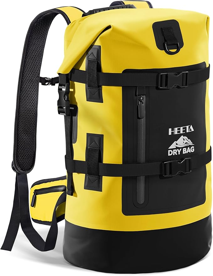 HEETA Dry Bags Waterproof Backpack 40L for Men &amp Women Roll Top Heavy Duty Cushioned Hiking Backpack for Kayaking Boating Paddle Boarding Fishing Travel Camping Beach Vacation Cruise Ship Essenti