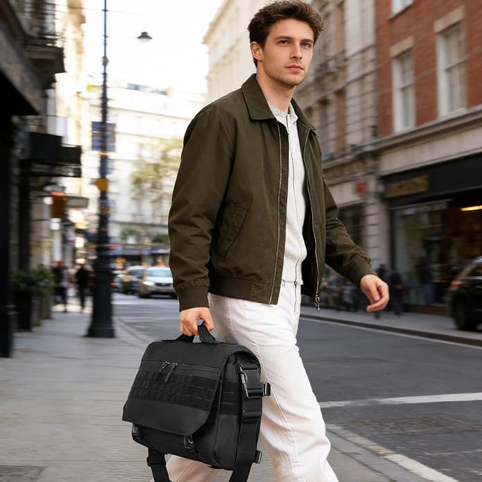 HUNTVP Messenger Bag Tactical Messenger Bag Men Canvas Shoulder Crossbody Military Laptop Bag for Work Outdoor Camping Hiking