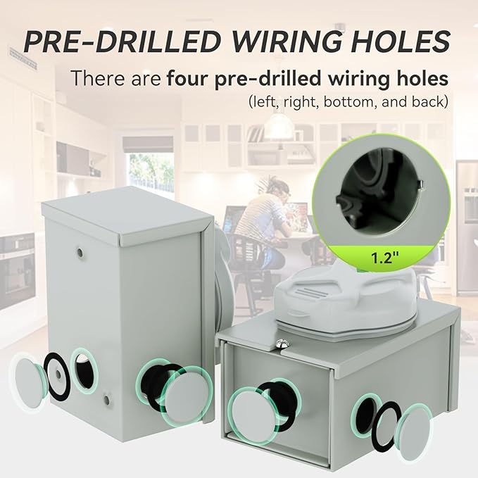 Pre-Drilling 30 Amp Generator Inlet Box RVMATE NEMA L14-30P Power Inlet Box for 4 Prong Generator Cord 125/250V3750/7500W 30a Power Inlet Box ETL Listed Waterproof for Outdoor Use