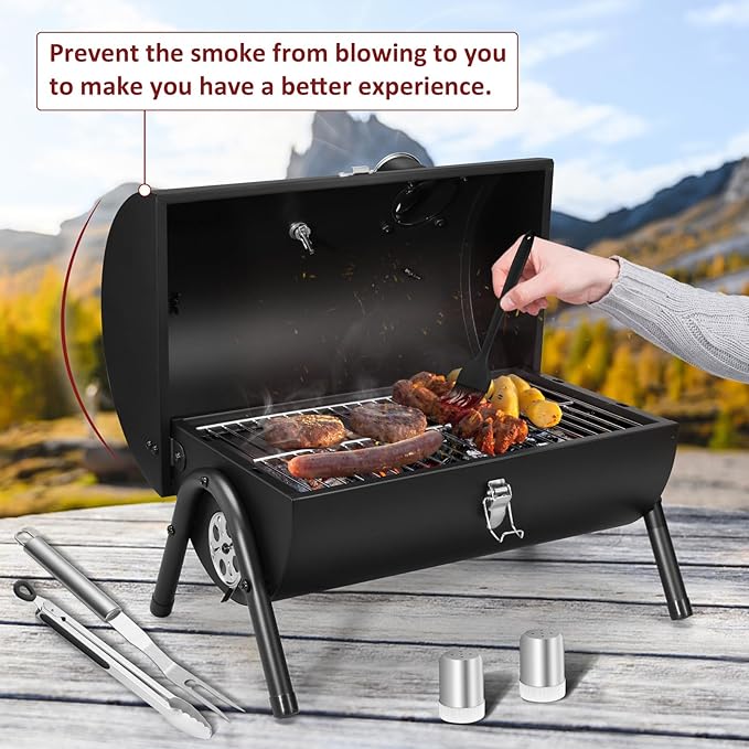 Portable Charcoal Grill Set of 12 Leonyo Tabletop Charcoal Grills Compact Small BBQ Grill with Griddle Accessories for Outdoor Camping Patio Backyard Beach RV Traveling