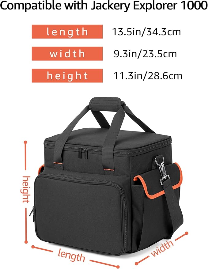 Trunab Carrying Case Compatible with Jackery Portable Power Station Explorer 1000 Storage Bag with Water-Resistant Bottom and Front Pockets for Charging Cable and Accessories