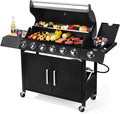6-Burner w/Side Burner Gas Grill with 403 SQ.IN. Outdoor Grill with 60000 BTUPropane Grills with Top Cover LidGrills Outdoor Cooking for PatiosCampingBalcony-Q032