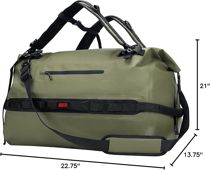 MIER Waterproof Duffel Bag Motorcycle Dry Bag Backpack Large Roll-Top Heavy Duty Dry Duffle Bags for Kayaking Camping Boating Gym Beach Cruise Ship 60L/80L
