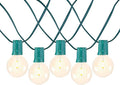 Novelty Lights 25 Feet G50 LED Patio String Light Set with 25 Bulbs Warm White Weather Resistant and Shatterproof Replaceable Plastic Globe Bulbs Green Wire