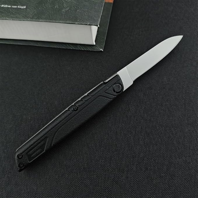 HUAAO Manually Operated Button-Lock Knife 440C Steel Blade ABS Handle With Nylon Sheath EDC Outdoor Camping Tool