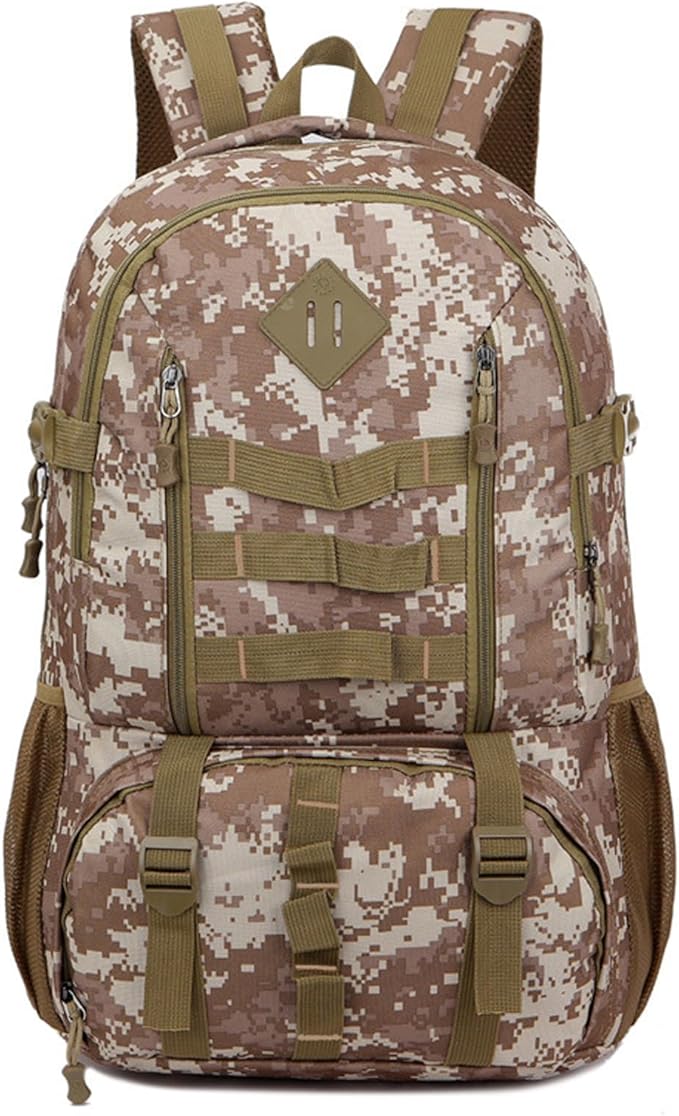 50L Tactical Backpack Outdoor Mountaineering Travel Backpack for Men and Women Large Capacity Camouflage Backpack (Desert Camouflage)
