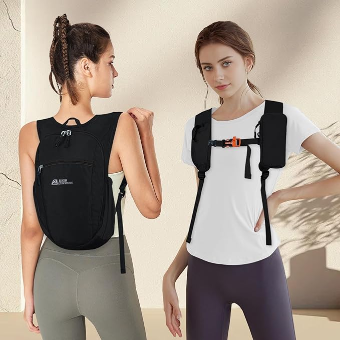 Hiking Backpack 10L/15L Small Daypack Lightweight Packable Travel Foldable Water Resistan for Women Men (Black 10L)